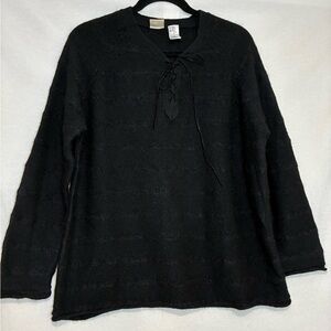 Easel Lace Up Wool Mohair Blend Striped Sweater Women's Size Medium Classic